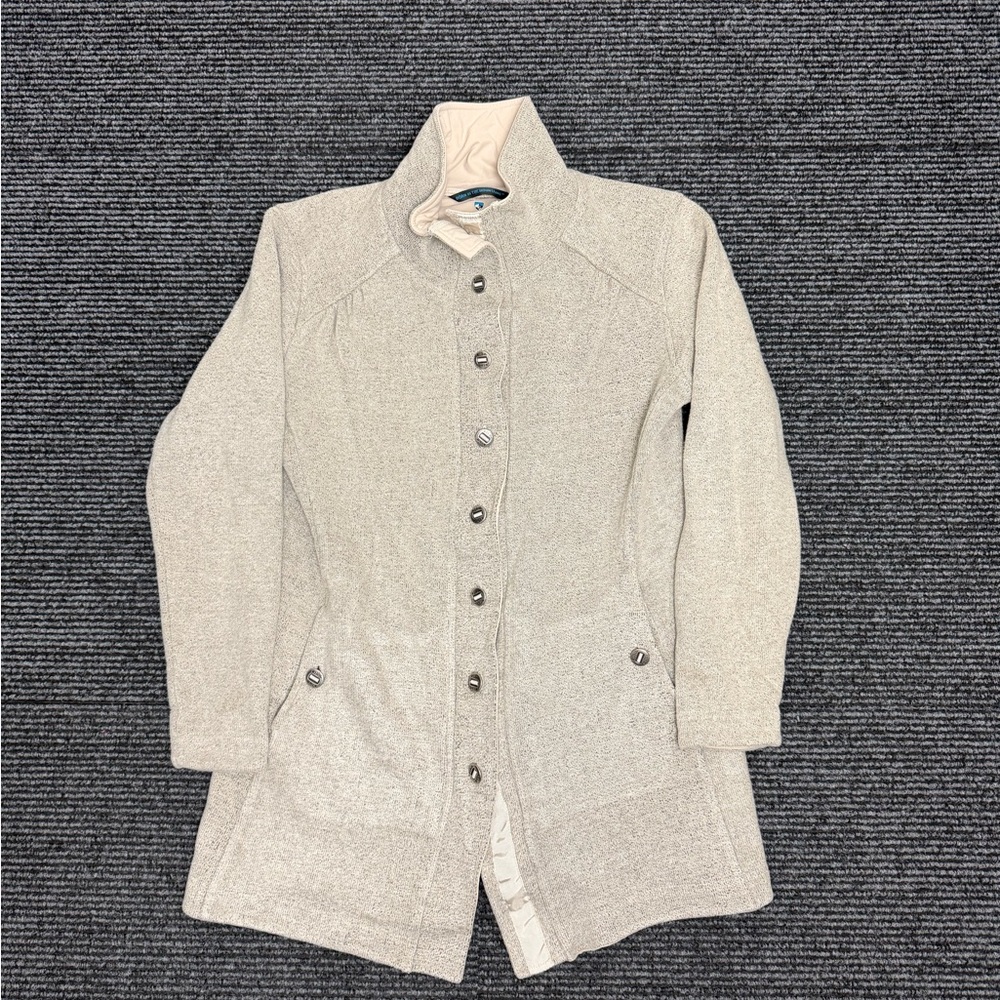 Kuhl Sweater Jacket Women’s XL Gray Savina Alfaca Fleece Coat Button Outdoors